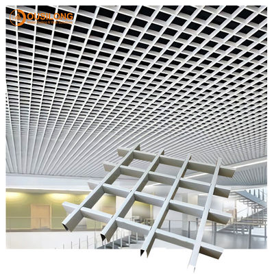 سقف مشبک فلزی 0.5 میلی متری آلومینیومی با پوشش پودر سفید 625x625mm با سقف کاذب تجاری سه راهی