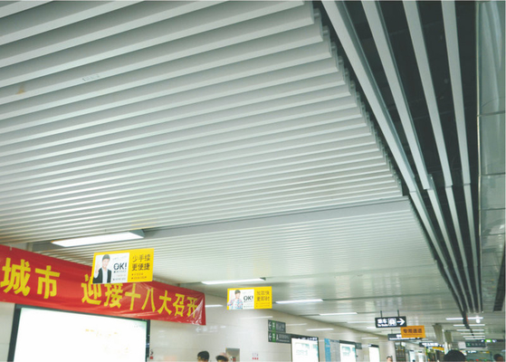 سقف فلزی خطی لوله مربع معلق برای تزئین، سقف نوار آلومینیومی نسوز