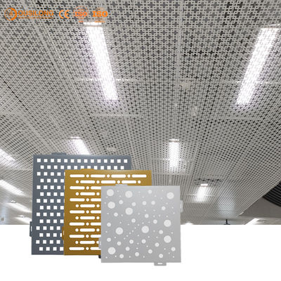 سقف فلزی معلق داخلی پانل سقف آلومینیومی سوراخ دار هنری سفارشی شده برای استادیوم